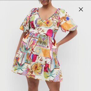 City Chic Simona Puff Sleeve Fit & Flare Minidress